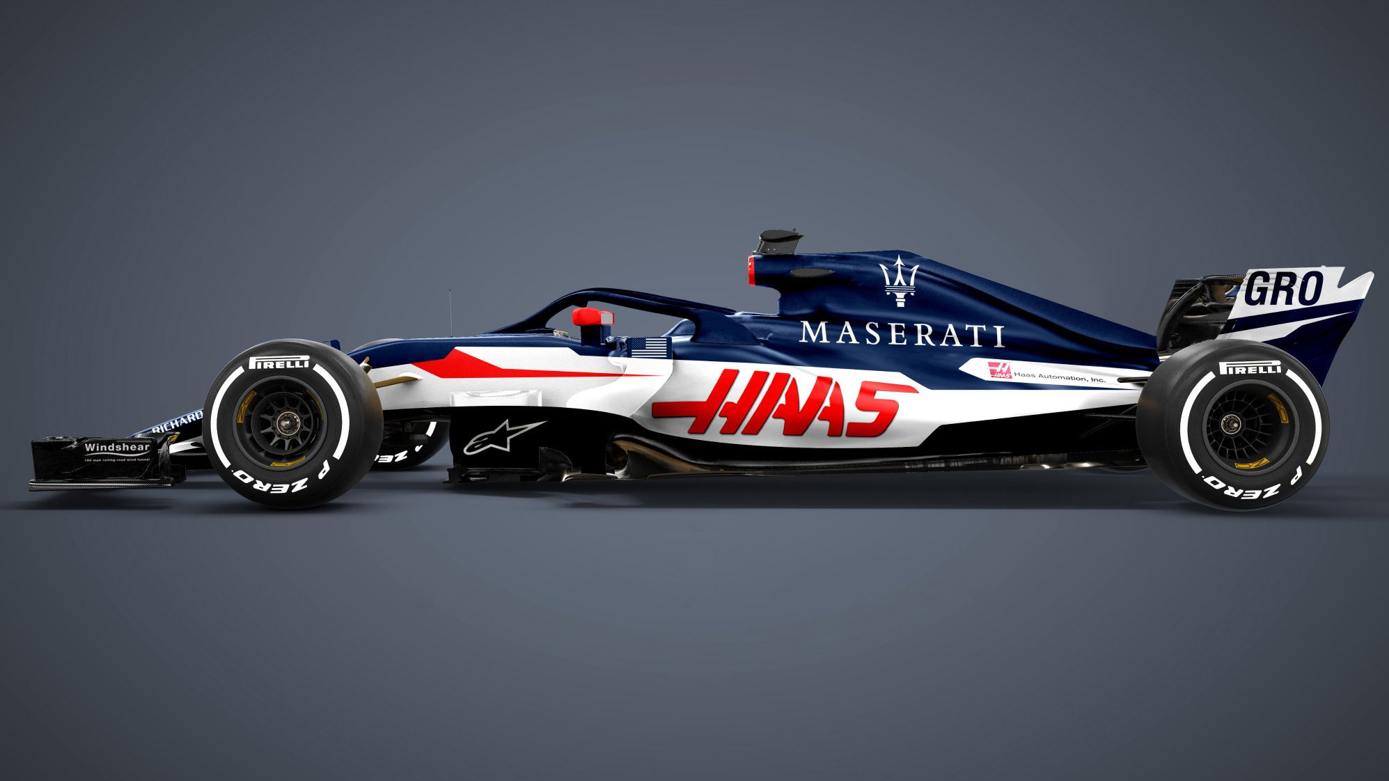 Grafický návrh vozu Haas - Maserati