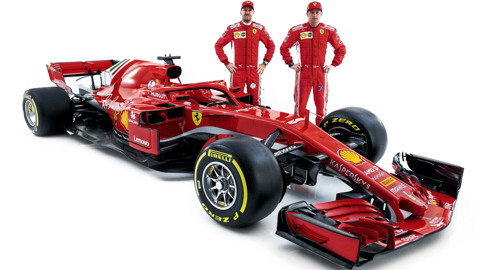 Sebastian Vettel a Kimi Räikkönen při představení nového vozu