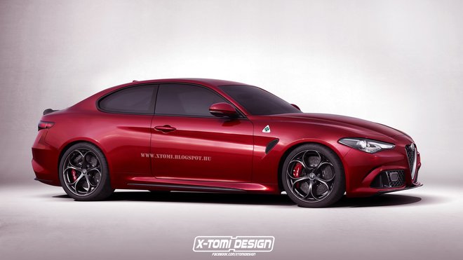 Grafický návrh Alfa Romeo Giulia Quadrifoglio v provedení kupé
