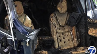 Snímky požárem poškozené Tesly Model X