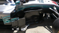 Detail bočnicových panelů Mercedesu W09 v Rakousku