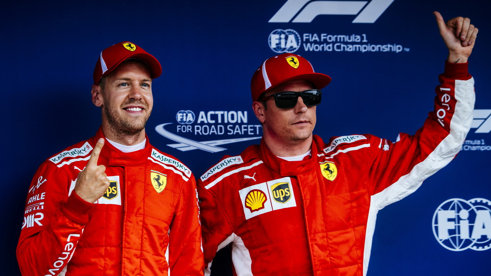 Sebastian Vettel a Kimi Räikkönen po kvalifikaci v Německu