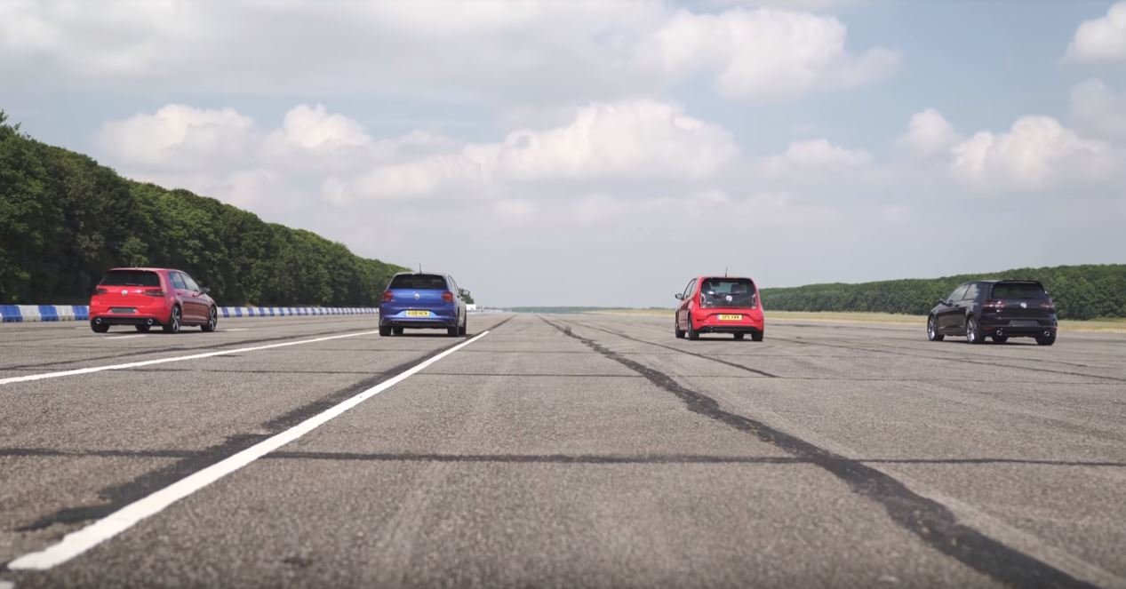 Velký souboj automobilů Volkswagen s označením GTI