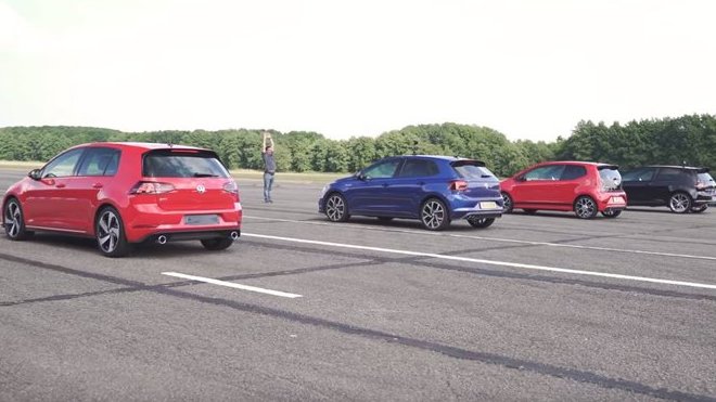 Velký souboj automobilů Volkswagen s označením GTI