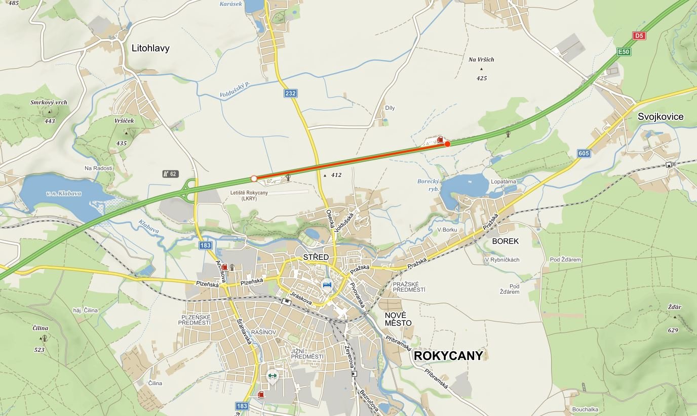 Nerealizovaná záložní přistávací dráha u dálnice D5 u Rokycan