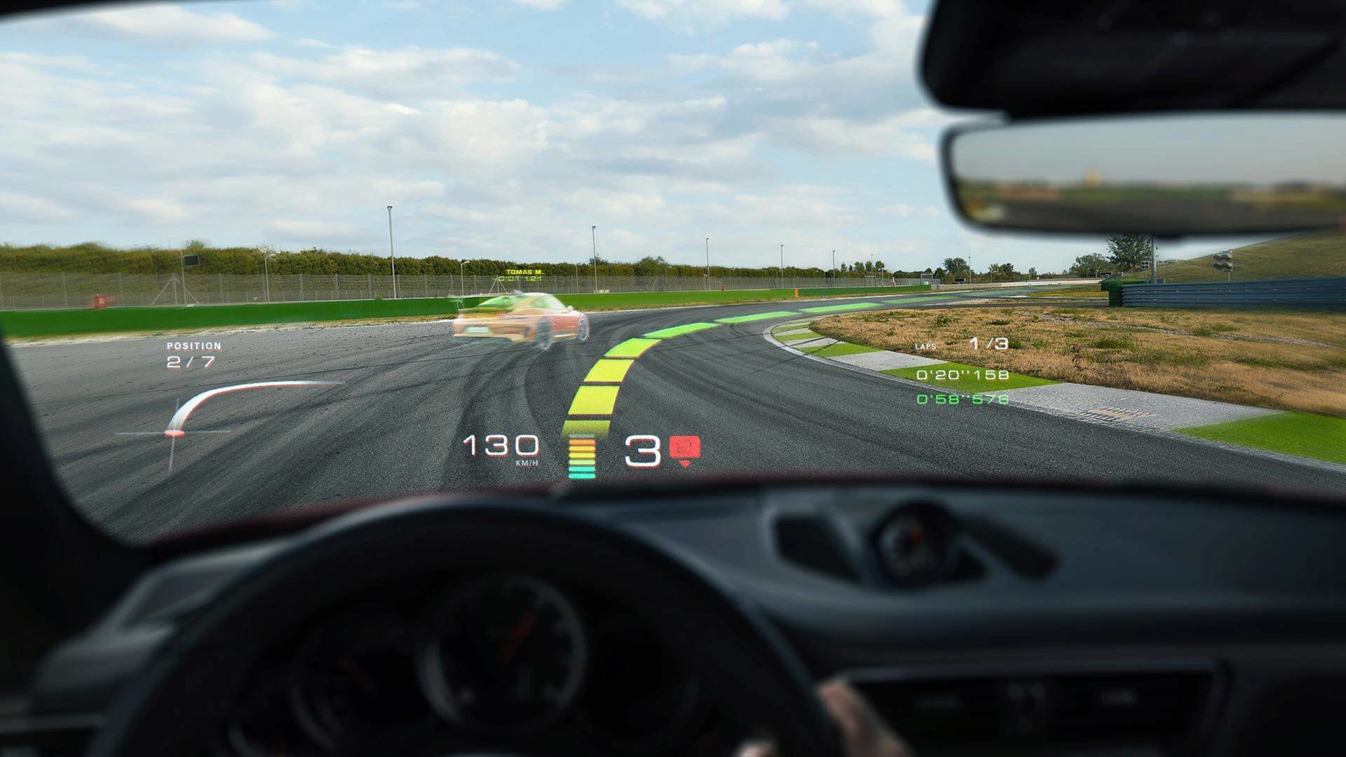 Vizualizace systému rozšířené reality WayRay ve vozech Porsche