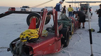 Robert Dalton přežil nehodu svého závodního speciálu Flashpoint Streamliner při rychlosti 687 km/h (Facebook/Flashpoint Streamliner)