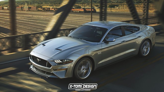 Ford Mustang jako čtyřdveřové kupé v podíní X-Tomi Design