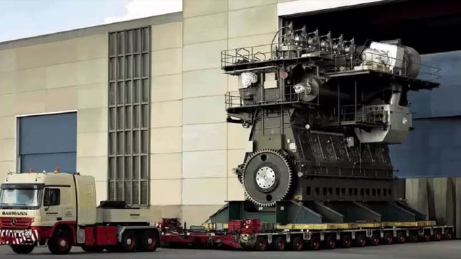 Největší a nejvýkonnější motor světa je dvoutaktní čtrnáctiválcový trubo-diesel Wärtsilä-Sulzer RTA96-C