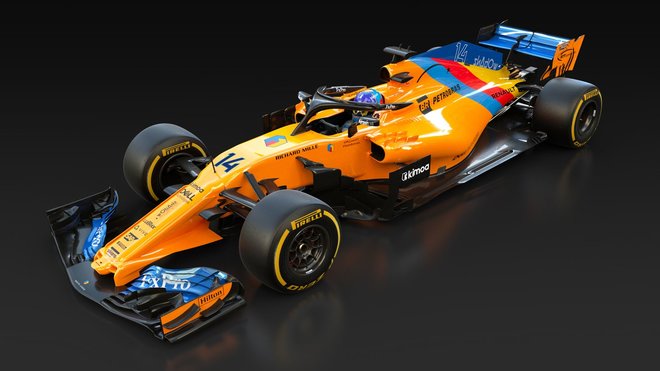 Barevné zbarvení McLarenu MCL33 Fernanda Alonsa pro jeho poslední závod v F1 - Velkou cenu Abú Zabí 2018