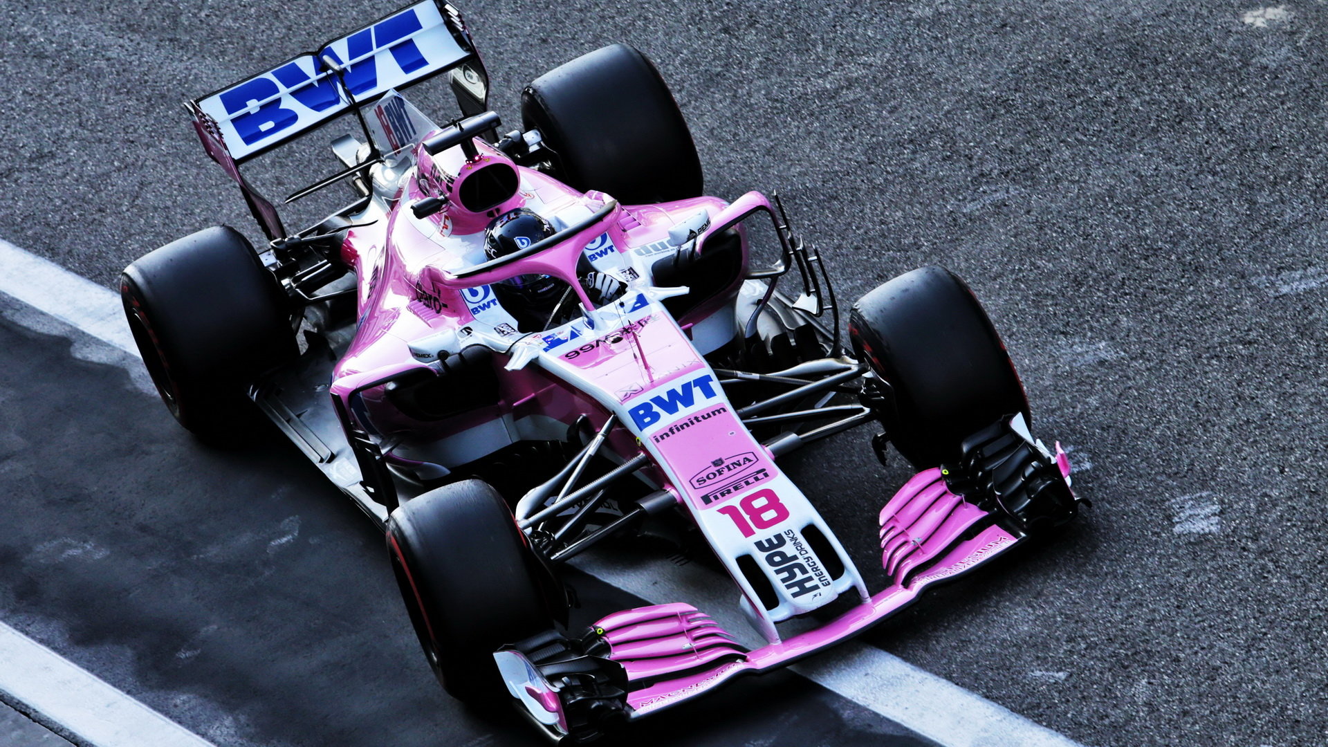 Lance Stroll při posezónních testech v Abú Zabí