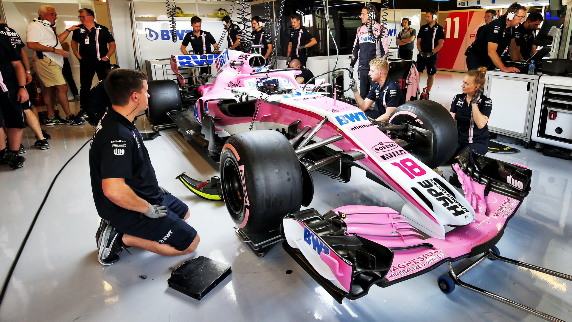 Lance Stroll při posezónních testech v Abú Zabí