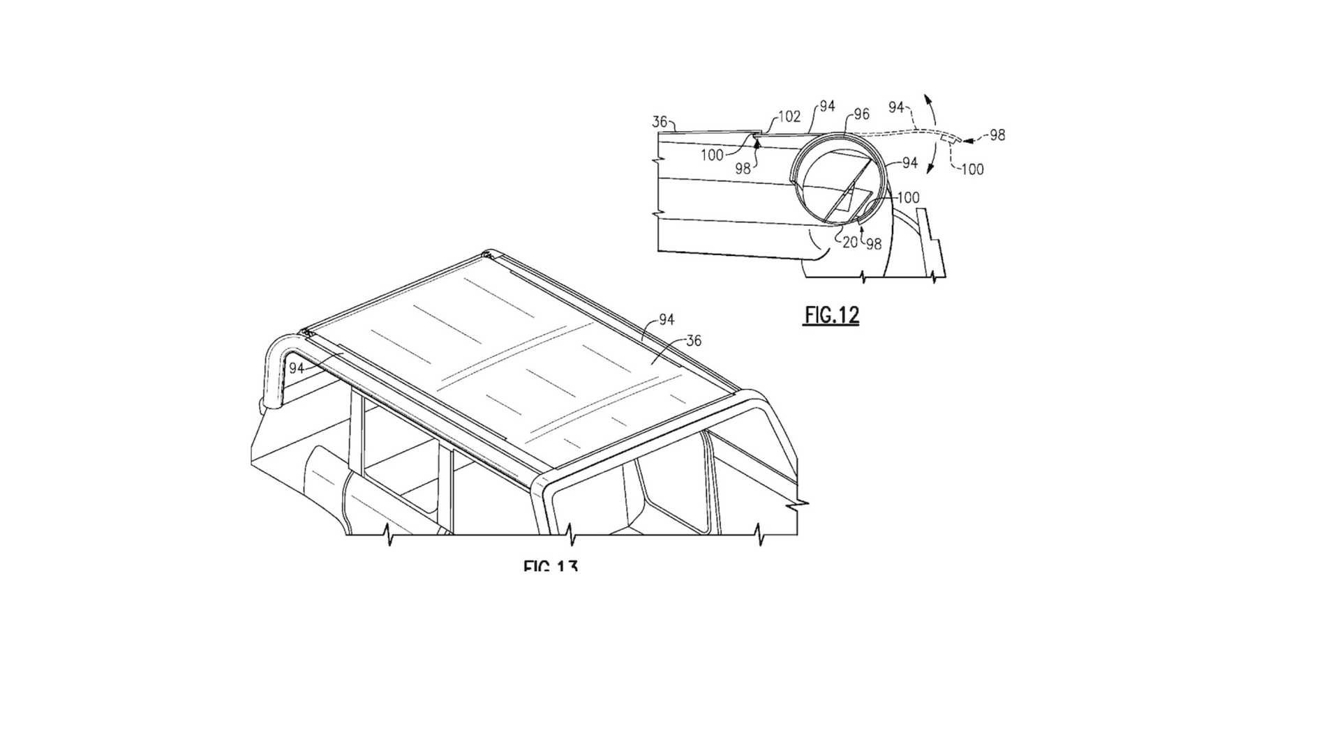 Ford si nechal patentovat novou stylovou střechu, která by se mohla objevit na nové generaci modelu Bronco