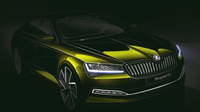 Škoda ukazuje designovou skicu přepracovaného modelu Superb