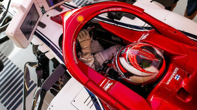 Kimi Räikkönen v tréninku v Silverstone