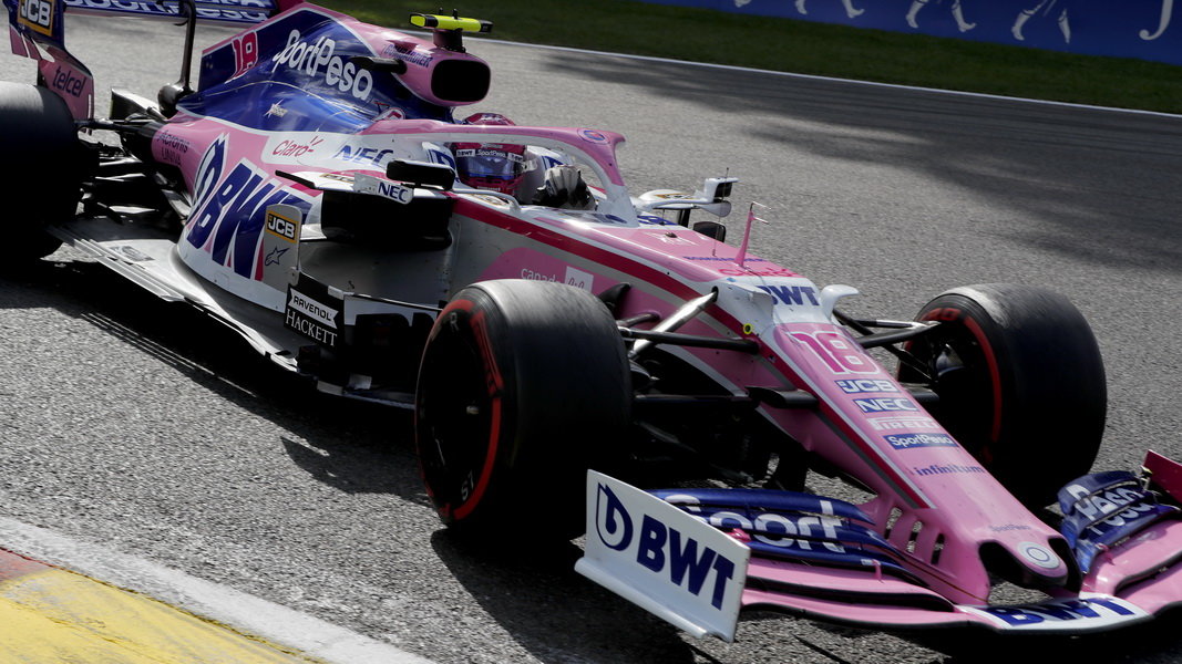 Lance Stroll v závodě v Belgii