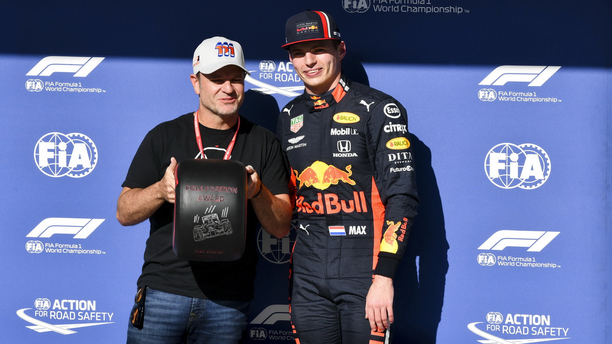 Max Verstappen a Rubens Barrichello po kvalifikaci v Brazílii