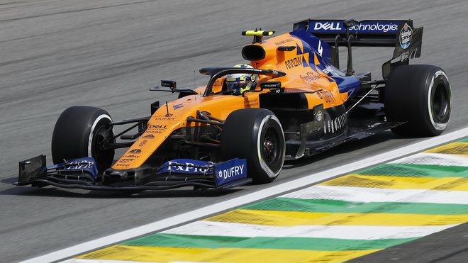 Lando Norris s McLarenem MCL34 v Brazílie