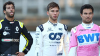 Daniel Ricciardo, Pierre Gasly a Sergio Pérez v Barceloně