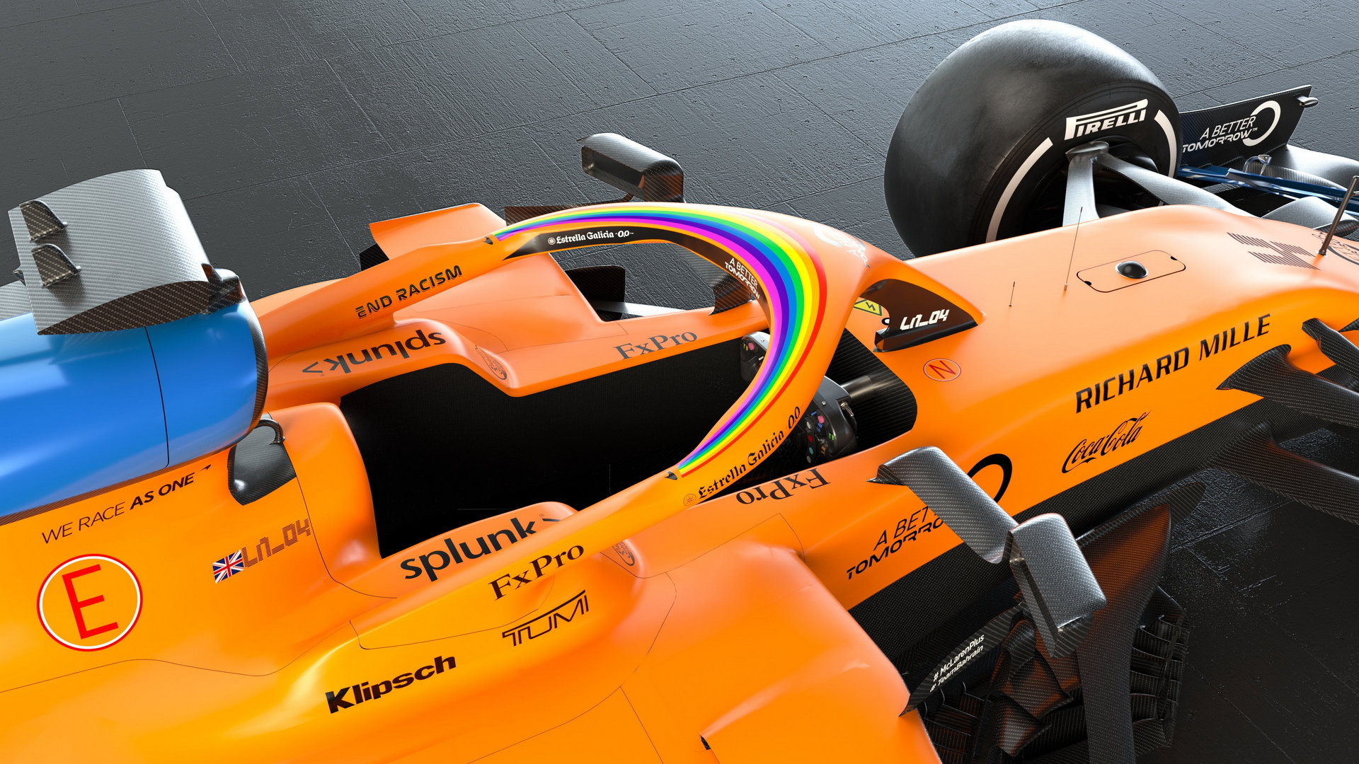 Nové zbarvení McLarenu MCL35 navazující na kampaň "We Race As One"