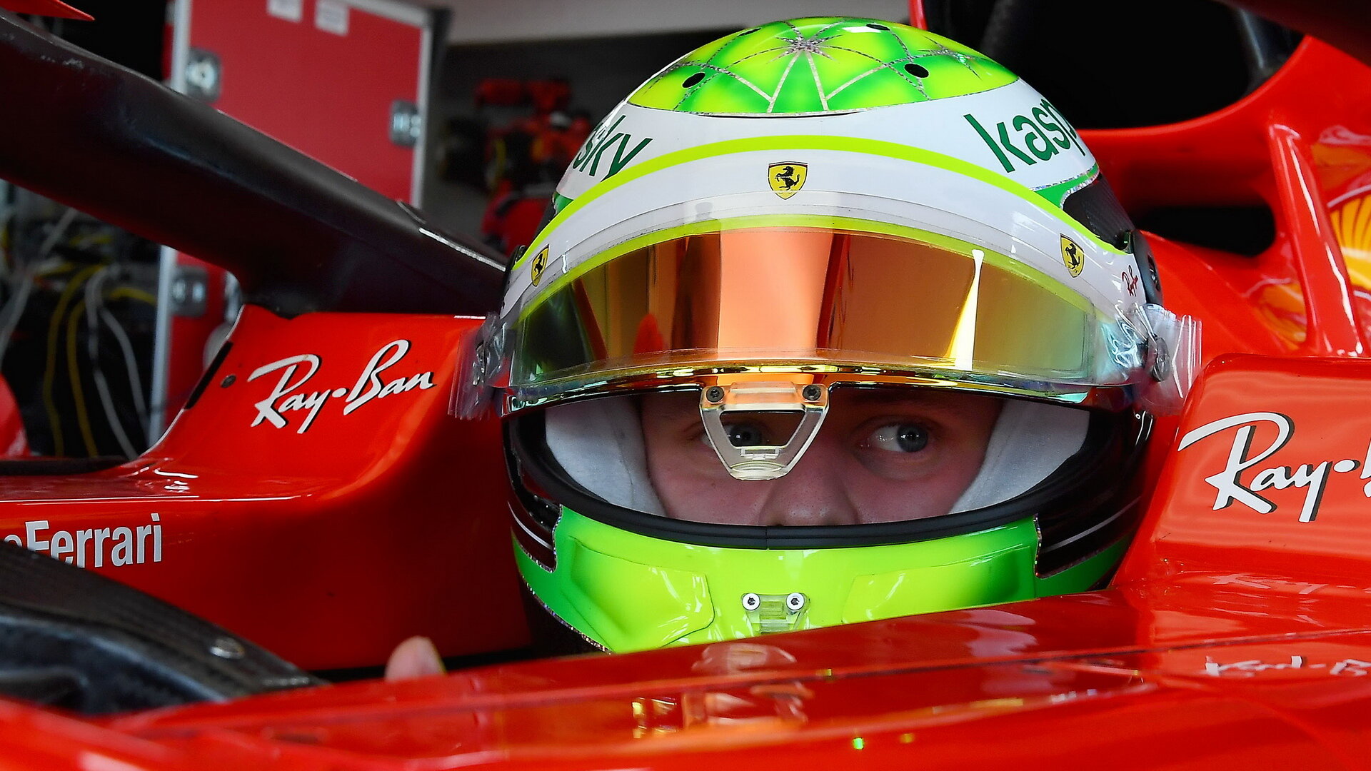 Mick Schumacher při testu s Ferrari SF71H ve Fioranu