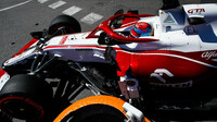 Kimi Räikkönen při čtvrtečním tréninku v ulicích Monaka