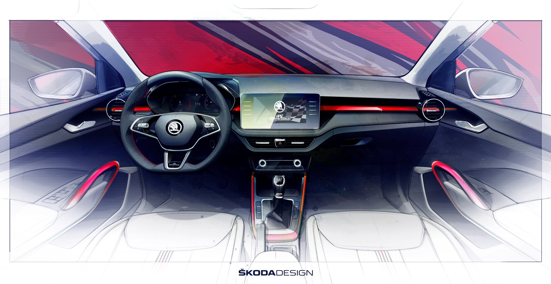 Designové skici nového modelu Škoda Fabia Monte Carlo
