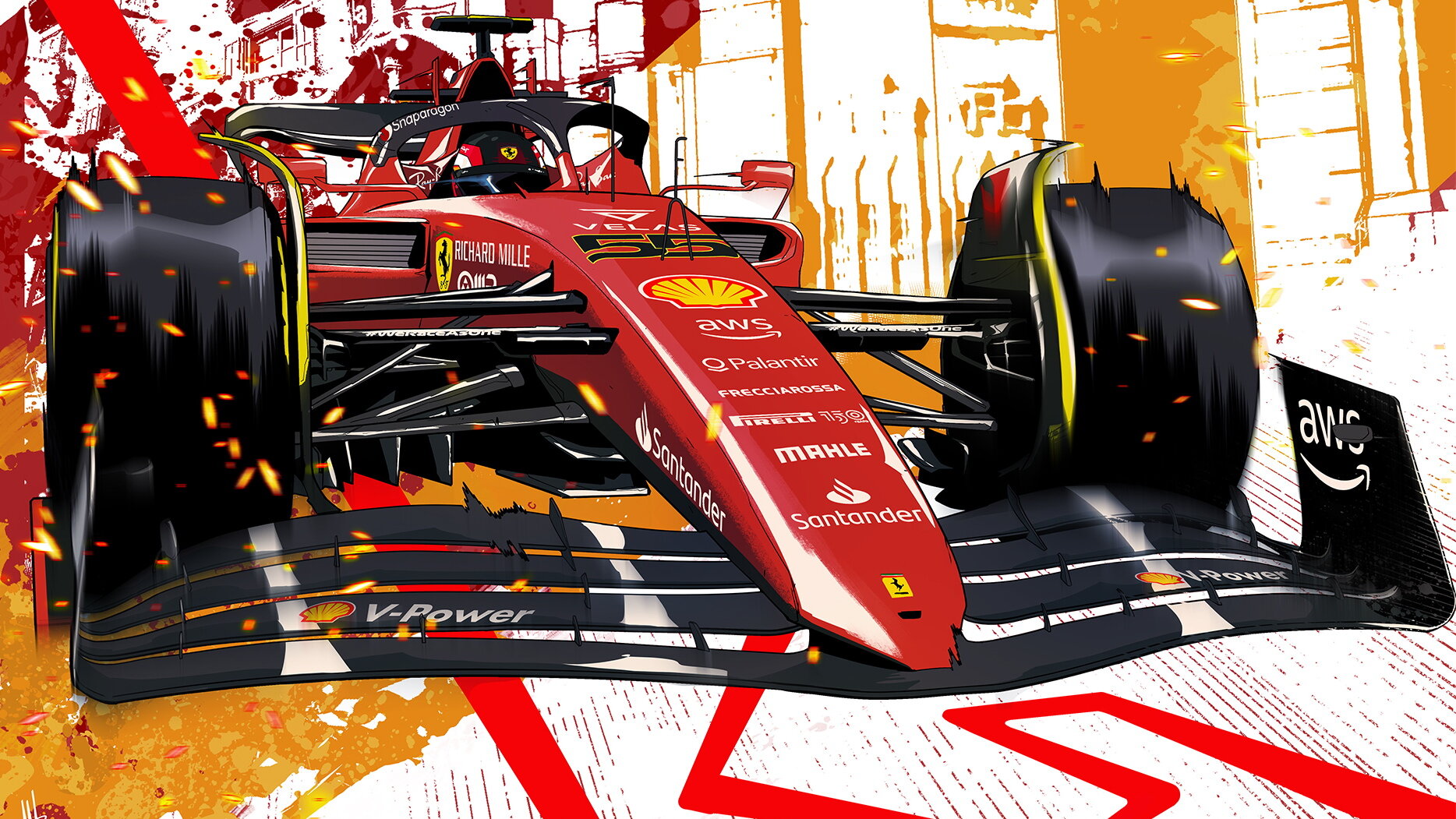 Plakát Ferrari F1-75 před Velkou cenou Španělska