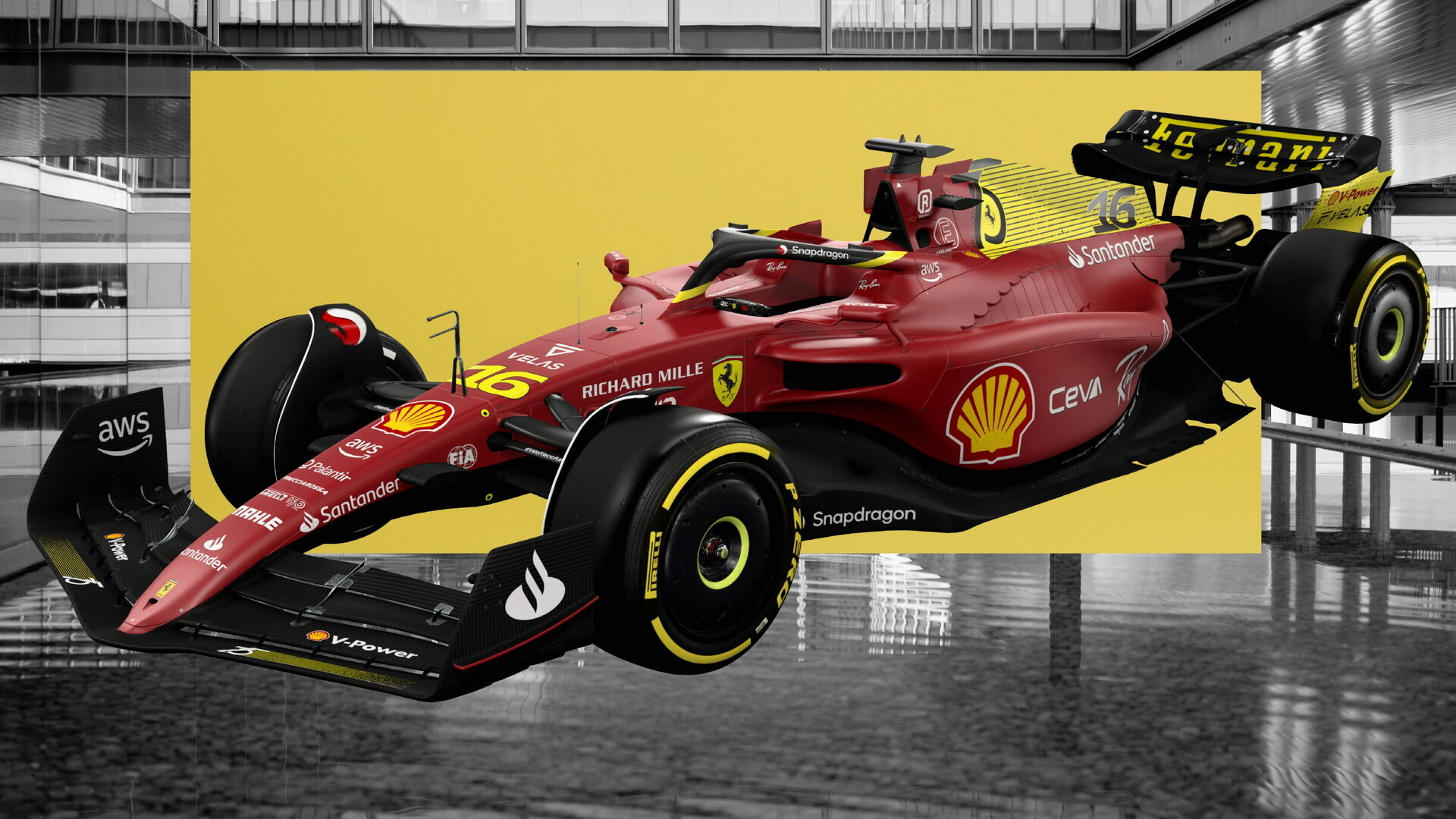 Ferrari F1-75 ve speciálním zbarvení pro Monzu, která oslavila 100 let