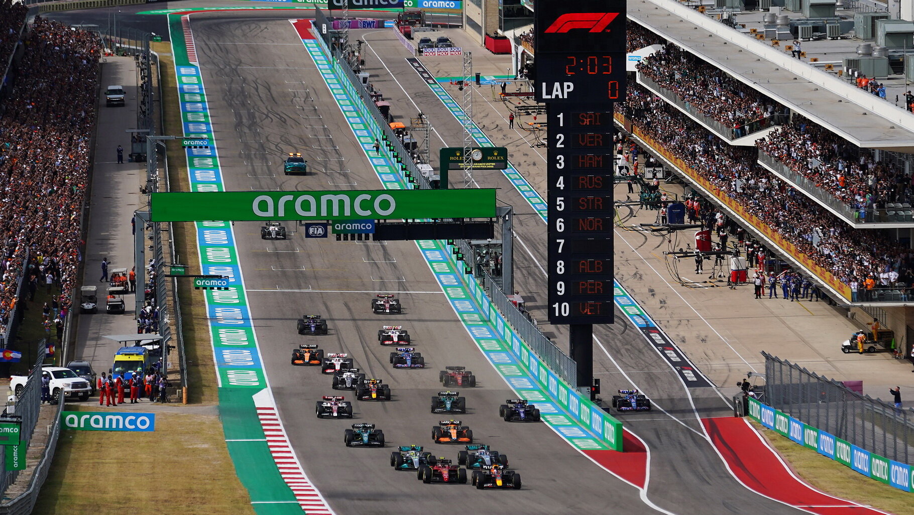 Start závodu F1 v Texasu