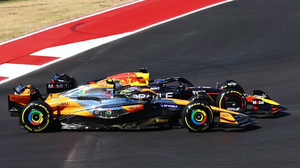 Max Verstappen vyváží Landa Norrise mimo trať